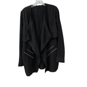 Dex 1963 Black Open Cardigan Jacket Size Large Zipped Detail Lyocell